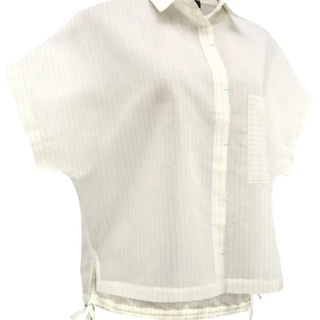 【ICHE 衣哲】Cop.Copine 法式簡約．百搭抽繩短袖短版造型襯衫上衣