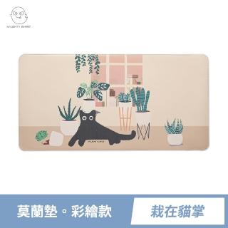 【頑皮鬼】栽在貓掌｜PU皮革x軟木 雙材質加大加寬桌墊滑鼠墊(雙面用防滑防潑水辦公寫字墊滑鼠墊)