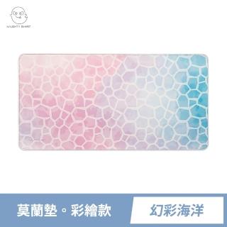 【頑皮鬼】幻彩海洋｜PU皮革x軟木 雙材質加大加寬桌墊滑鼠墊(雙面用防滑防潑水辦公寫字墊滑鼠墊)
