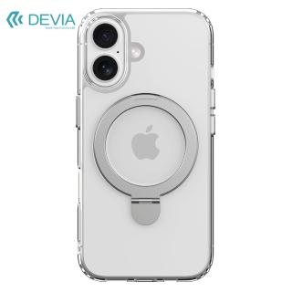 【DEVIA】iPhone 16 Plus金屬支架 MagSafe 保護殼-透明(PC硬殼+TPU軟邊+金屬磁力支架)