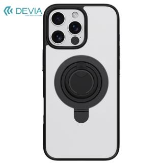 【DEVIA】iPhone 16 Pro Max支架指環扣 MagSafe 保護殼-黑色(PC硬殼+TPU軟邊+金屬磁力支架+矽膠指環扣)