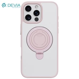 【DEVIA】iPhone 16 Plus支架指環扣 MagSafe 保護殼-粉色(PC硬殼+TPU軟邊+金屬磁力支架+矽膠指環扣)