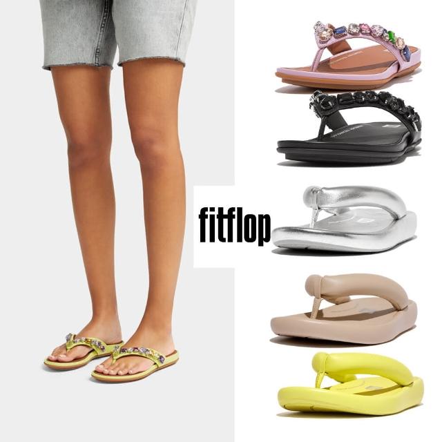 【FitFlop】寶石皮革/軟墊皮革夾腳涼鞋-女(13款)