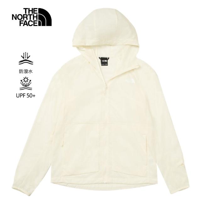 【The North Face 官方旗艦】北面女款米白色DWR防潑水防風外套｜8BWDQLI