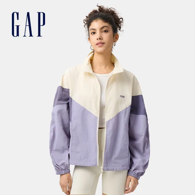 【GAP】女裝 Logo刺繡立領外套-紫色(727048)