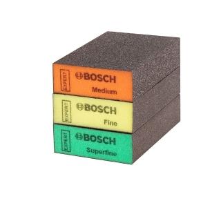 【BOSCH 博世】S471超耐久海綿砂紙 特細 細 適中 69x97x26mm 方型砂紙三件套裝組