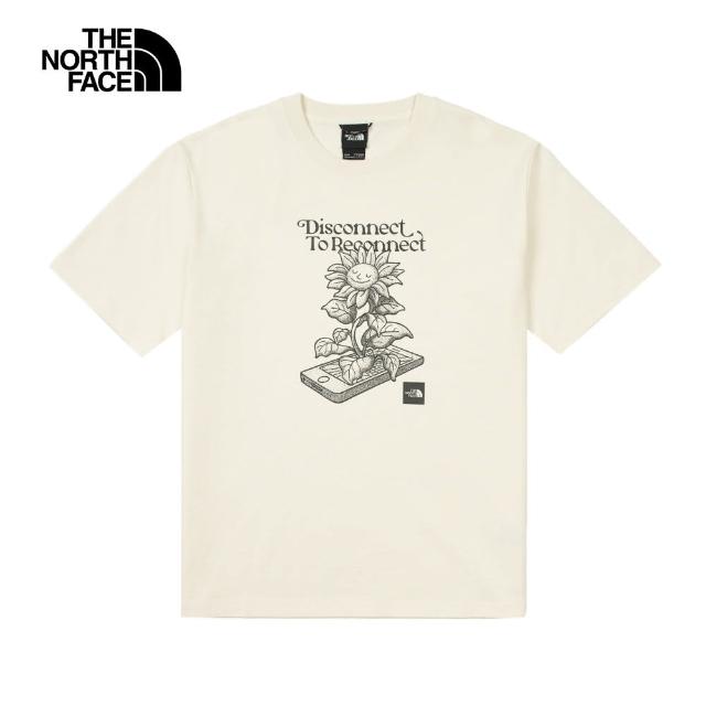 【The North Face 官方旗艦】北面UE男款米白色純棉大尺寸印花短袖T恤｜8C6QQLI
