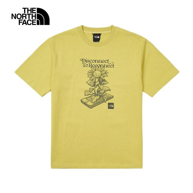 【The North Face 官方旗艦】北面UE男款卡其色純棉大尺寸印花短袖T恤｜8C6Q0UO