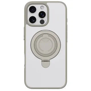 【DEVIA】iPhone 16 支架指環扣 MagSafe 保護殼-灰色(PC硬殼+TPU軟邊+金屬磁力支架+矽膠指環扣)