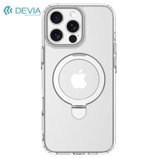 【DEVIA】iPhone 16 Pro Max金屬支架 MagSafe 保護殼-透明(PC硬殼+TPU軟邊+金屬磁力支架)