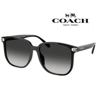 【COACH】亞洲版 時尚太陽眼鏡 框面精緻水鑽設計 HC8413BD 50023C 黑框漸層灰鏡片 公司貨