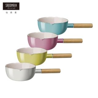 【仙德曼 SADOMAIN】繽紛琺瑯單柄雪平鍋18cm-IH爐可用鍋(戶外/露營用品/單柄鍋/琺瑯鍋/燉鍋)