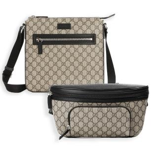 【GUCCI 古馳】779843/779846經典GG LOGO帆布斜肩包/胸揹包 大款(款式任選)