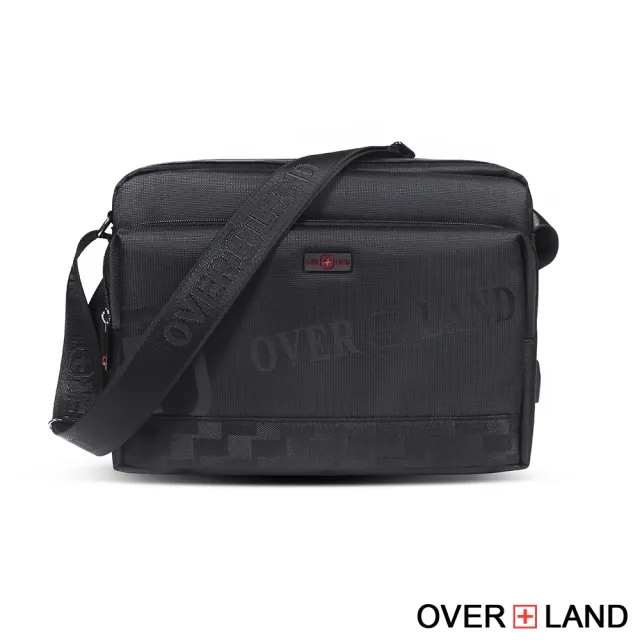 【OverLand】美式十字軍 - LOGO浮印格紋拼接斜背包-大/L(5732)