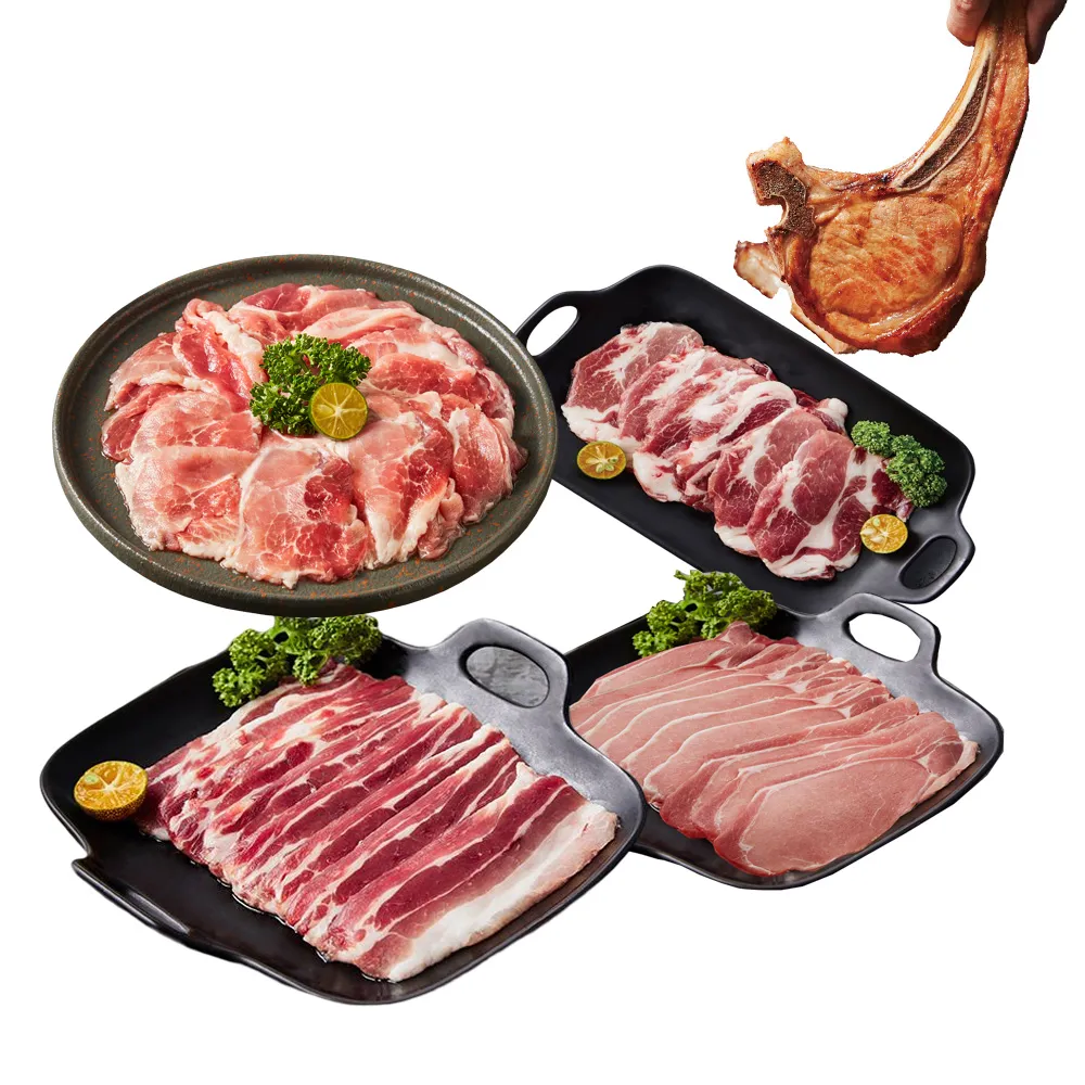 【大成】黑蜜豬極緻6件免運組︱梅花、五花、里肌、胛心肉、戰斧(台灣豬 露營 烤肉 火鍋 黑豬)