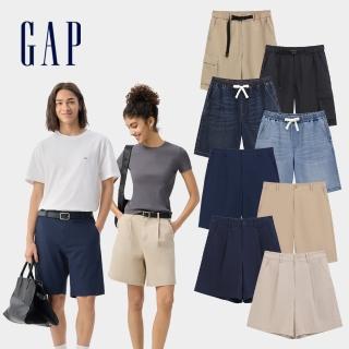 【GAP】男女裝 抽繩鬆緊綁帶工裝/卡其/牛仔短褲-多款任選(727075&727072&790564&765746)