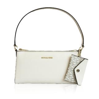 【Michael Kors】母親節 送禮 VINCENT 經典LOGO手提包/肩揹包 附卡夾零錢包(白色)