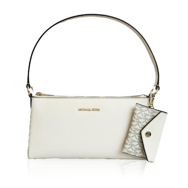 【Michael Kors】母親節 送禮 VINCENT 經典LOGO手提包/肩背包 附卡夾零錢包(白色)