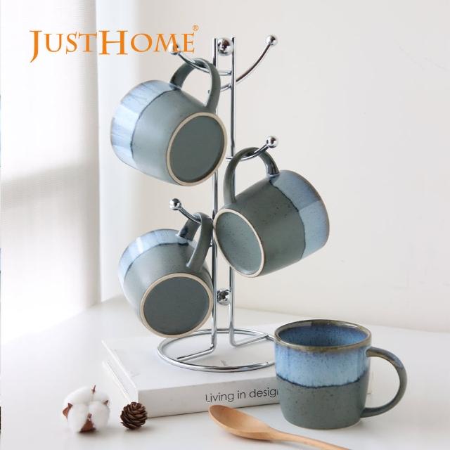 【Just Home】日式星空窯變陶瓷馬克杯360ml-4入組(杯 水杯 拿鐵杯 咖啡杯 茶杯 杯子)