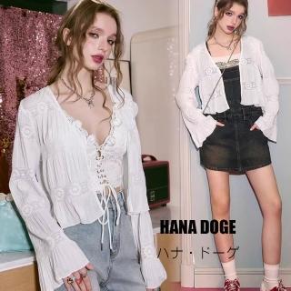 【HANA DOGE 】鄉村田園風小清新蕾絲鏤空雕花罩衫外套上衣(森系最愛款)