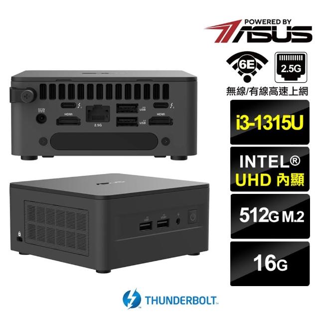 【ASUS 華碩】NUC i3六核{天璇Q34B} 迷你電腦(i3-1315U/16G/512GB M.2)