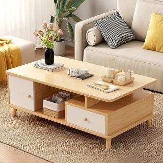【Anders 安達斯】帶抽帶櫃T型茶几桌100x48cm(茶几桌 和室桌 矮桌 沙發桌 客廳桌 收納茶几 抽屜收納 桌子)