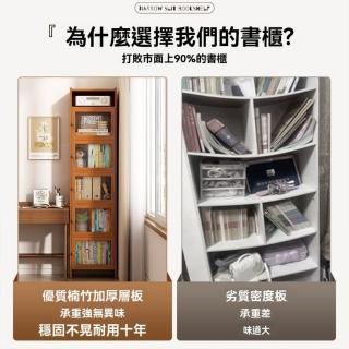 【超微米】書櫃帶櫃門防塵高窄櫃實木書架儲物櫃壹體落地置物架墻邊角落立櫃(高窄櫃實木書架儲物櫃)