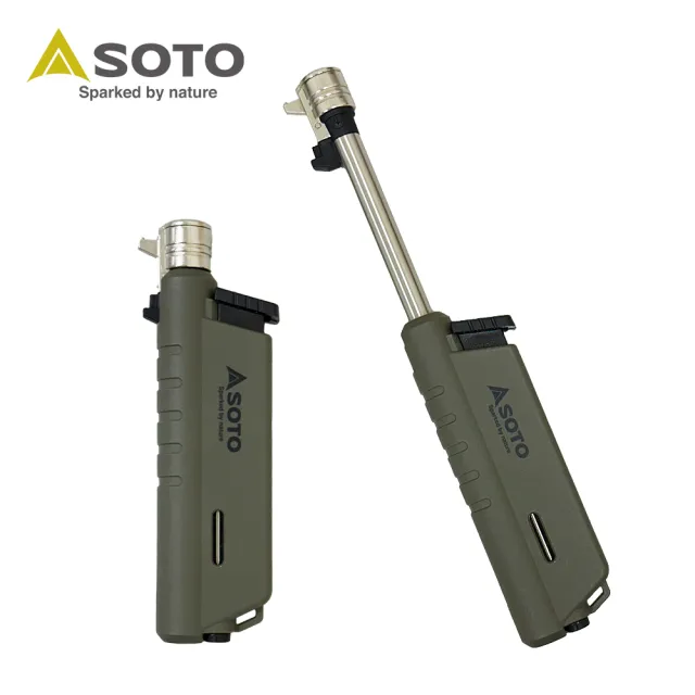 【SOTO】伸縮防風點火器 ST-487AGEXP(軍綠 填充式打火機)