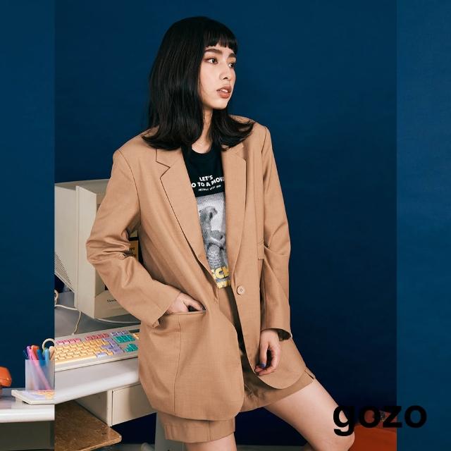 【gozo】率性質感中長西裝外套(卡其)