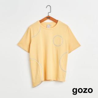 【gozo】MOMO獨家款★限量開賣 圓形剪接造型合肩T恤(黃色)