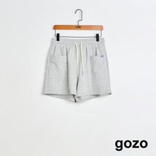 【gozo】MOMO獨家款★限量開賣 大口袋抽繩鬆緊針織短褲(淺灰)
