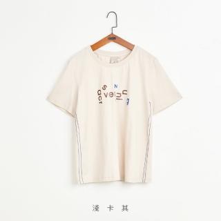 【gozo】MOMO獨家款★限量開賣 英文字母印花合肩T恤(三色)