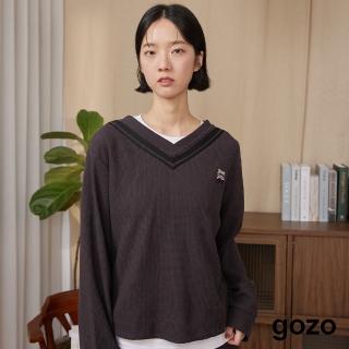 【gozo】gozo三次方華夫格學院風長袖上衣(深灰)