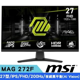 【MSI 微星】MAG 272F 27型 IPS FHD平面電競螢幕(200Hz/HDR/夜視黑平衡 AI Vision)