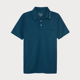 【GFoneone】吸濕排汗透氣短袖男紳士口袋POLO衫2-深藍(男商務POLO衫)