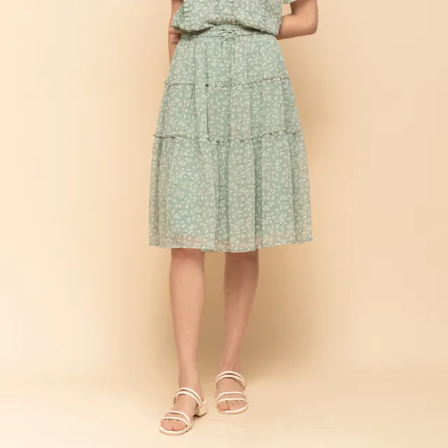 【perng yuh 芃諭名品】綠荷微風 碎花 雪紡層次裙(2025 SS Collection|4A春夏新品上市)