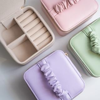 【Porabella】新款正方形手提首飾皮革首飾盒 飾品收納盒 絨布盒飾品盒 飾品戒指項鍊耳環耳夾收納