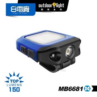 【MIBO 米寶】8電廠 MB6681 感應 頭燈 帽夾式 雙光源 磁吸式 200流明(IPX4 野跑燈 帽夾燈 登山頭燈)