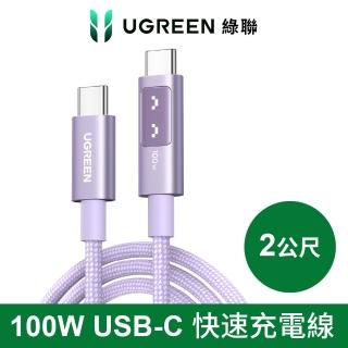 【綠聯】綠聯 小機器人 100W 雙USB-C 粉紫色 充電線/傳輸線 2公尺