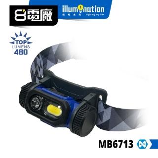 【MIBO 米寶】8電廠 MB6713 充電式 自動感應 頭燈 雙光源 500流明(IPX4 10段角度可調 登山頭燈)