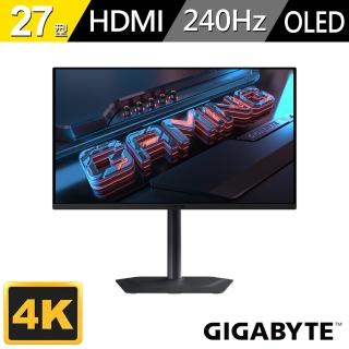 【GIGABYTE 技嘉】MO27U2 QD-OLED平面電競螢幕(27型/QD-OLED/UHD/4K/240Hz/0.03ms/IPS/KVM)