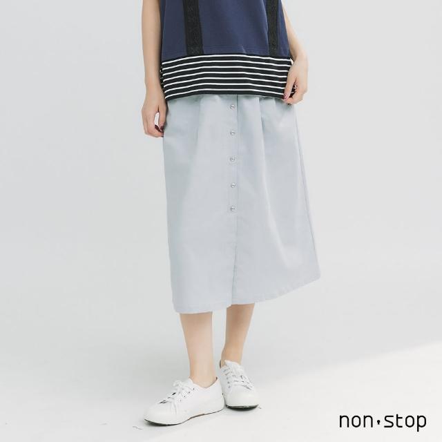 【non-stop】休閒排釦口袋中長裙-2色