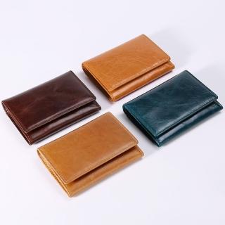 【LEESA】油蠟皮卡包\錢包\短夾\短款錢包\真皮卡包\多卡位\名片夾\復古錢包\牛皮卡夾\質感錢包\禮物