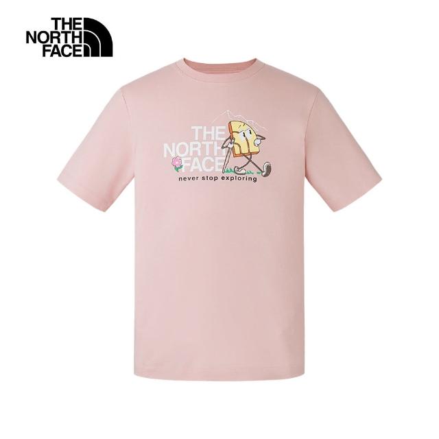 【The North Face 官方旗艦】The North Face北面男女款粉色純棉舒適短袖T恤｜8GZ8LK6
