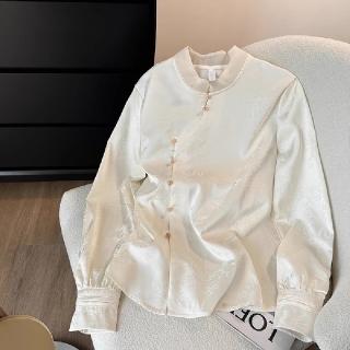 【紐約精品】現貨+預購 唐裝上衣中國風襯衫(漢服不對稱緞面提花女外套a1jf37)