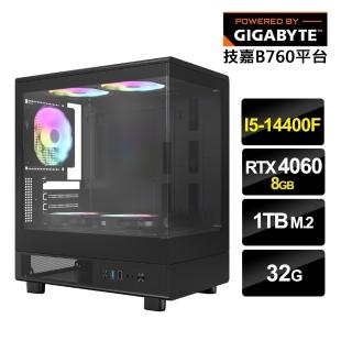 【技嘉平臺】i5十核GeForce RTX 4060{美好世界}電競電腦(i5-14400F/B760/32G/1TB M.2)