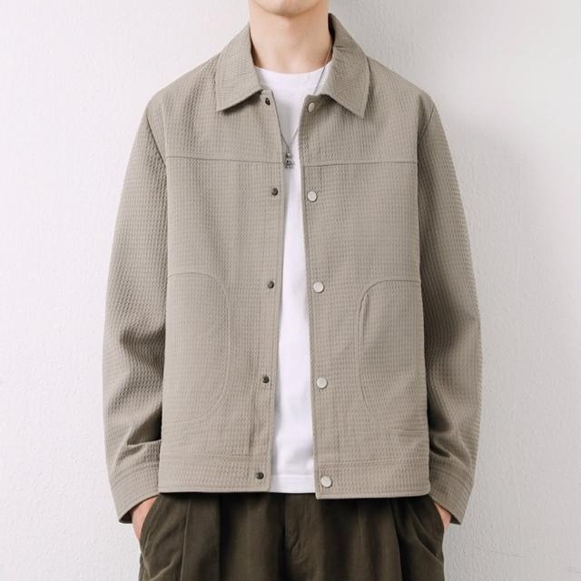 【時尚巴黎】現貨+預購 工裝外套休閒夾克(提花舒適立裁翻領男外套3色74kn14)