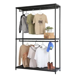 【居家cheaper】菱形網三層雙桿吊衣架組45X120X208CM(層架鐵架 置物架 伺服器架)