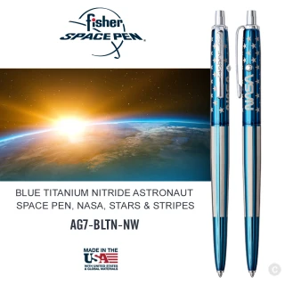 【fisher】Space Pen 藍色氮化鈦太空人太空筆-NASA(#AG7-BLTN-NW)