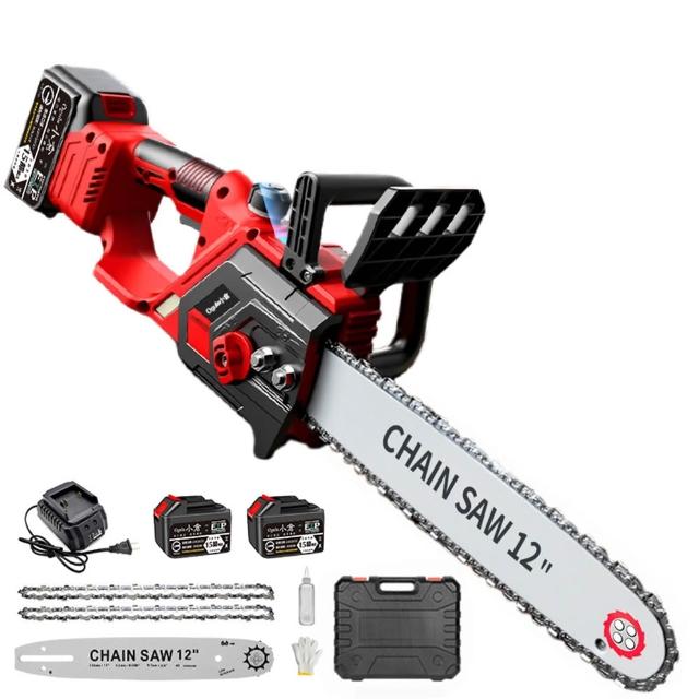 【Ogula 小倉】電鏈鋸 無刷12寸鏈鋸機 3980W工業級25000M兩電 電量顯示(電動鋸子/伐木機/鋰電鋸)